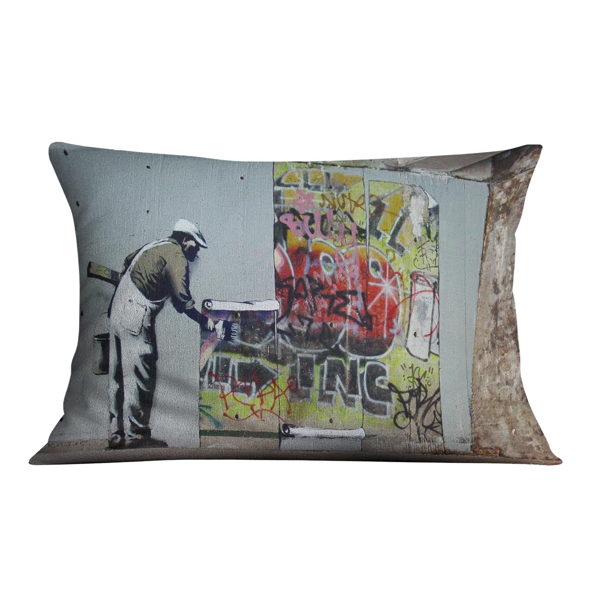 Banksy Graffiti Wallpaper Cushion