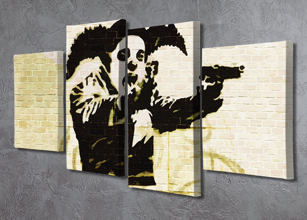 Banksy Gun Toting Clown Bristol 4 Split Panel Canvas - Canvas Art Rocks - 2