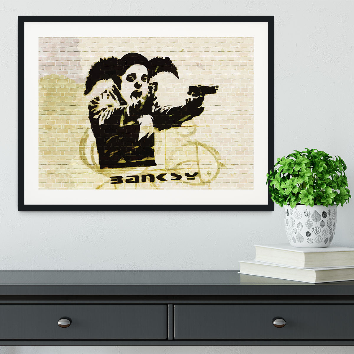 Banksy Gun Toting Clown Bristol Framed Print - Canvas Art Rocks - 1