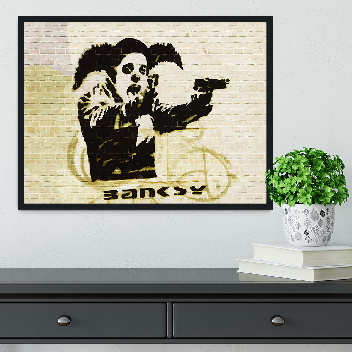 Banksy Gun Toting Clown Bristol Framed Print - Canvas Art Rocks - 2