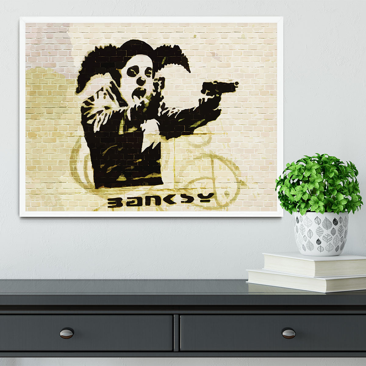 Banksy Gun Toting Clown Bristol Framed Print - Canvas Art Rocks -6