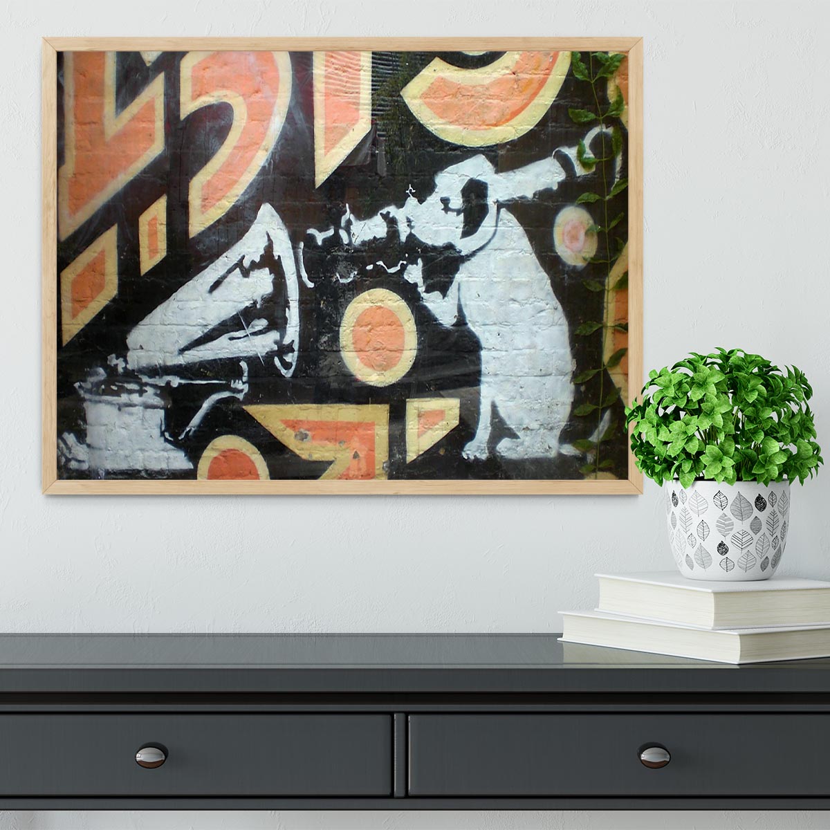 Banksy HMV Dog Framed Print - Canvas Art Rocks - 4