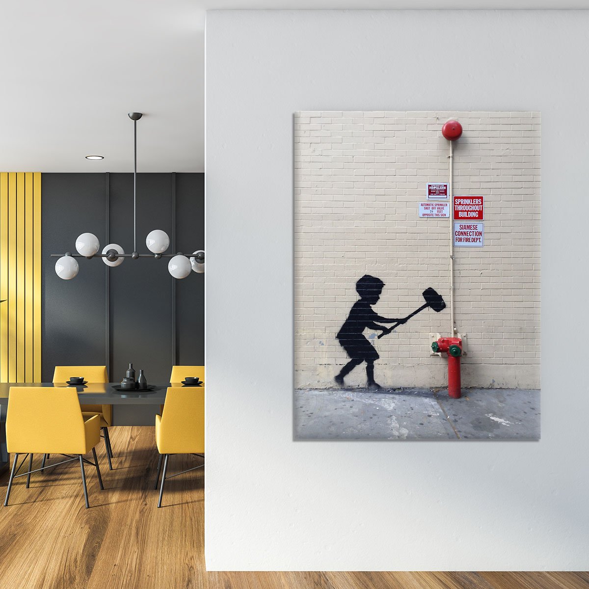 Banksy Hammer Boy Canvas Print or Poster
