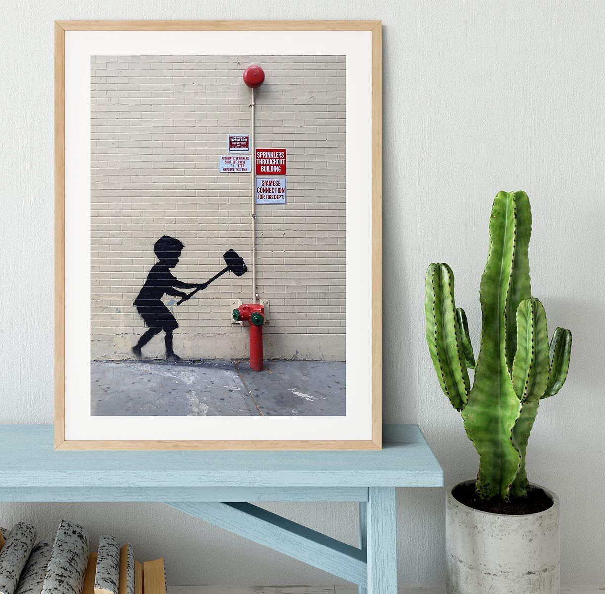 Banksy Hammer Boy Framed Print - Canvas Art Rocks - 3