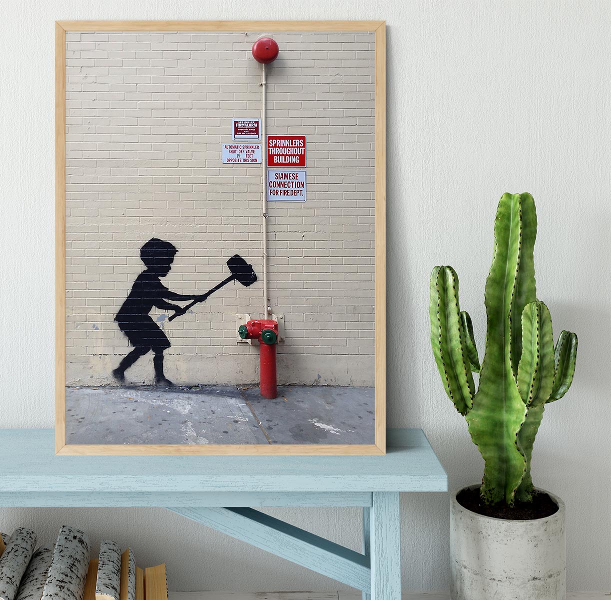 Banksy Hammer Boy Framed Print - Canvas Art Rocks - 4
