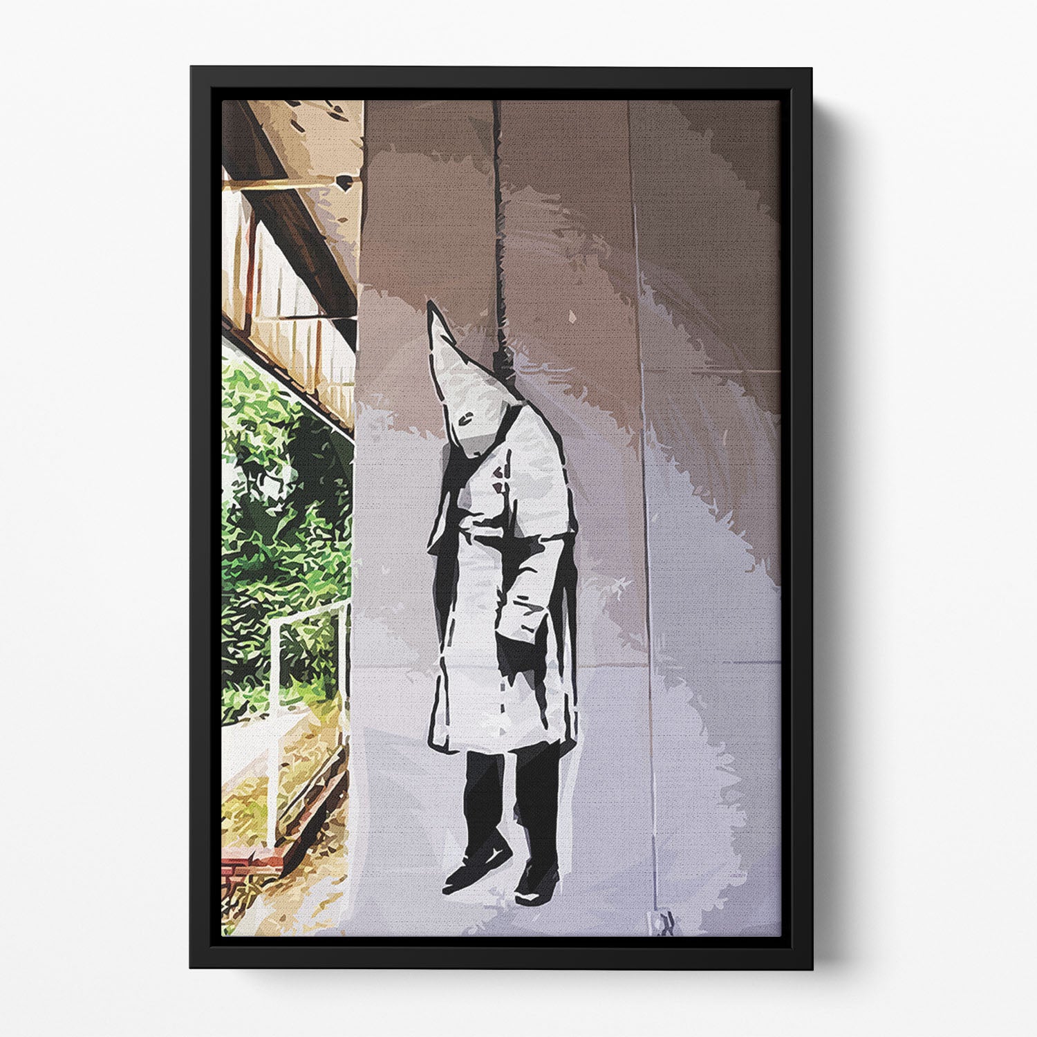 Banksy Hanging KKK Floating Framed Canvas - Canvas Art Rocks - 2