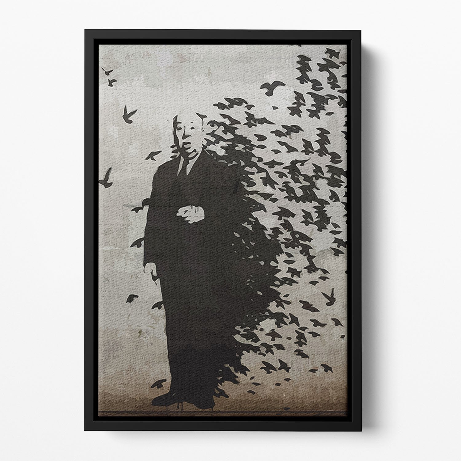 Banksy Hitchcock Birds Floating Framed Canvas