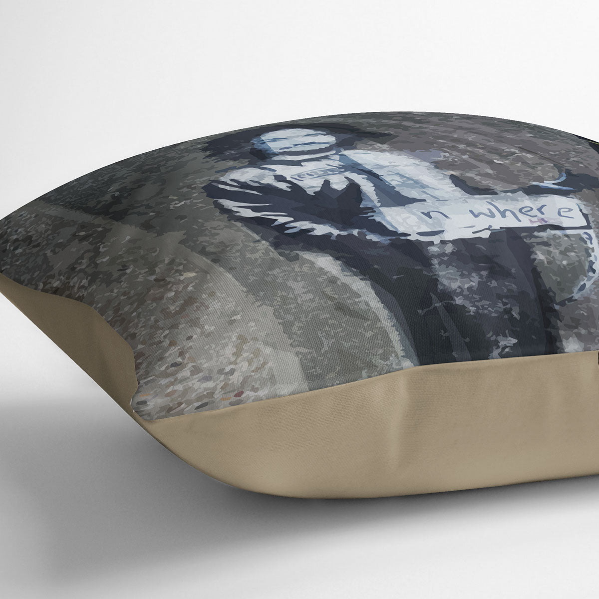 Banksy Hitchhiker To Anywhere Cushion - Canvas Art Rocks - 2