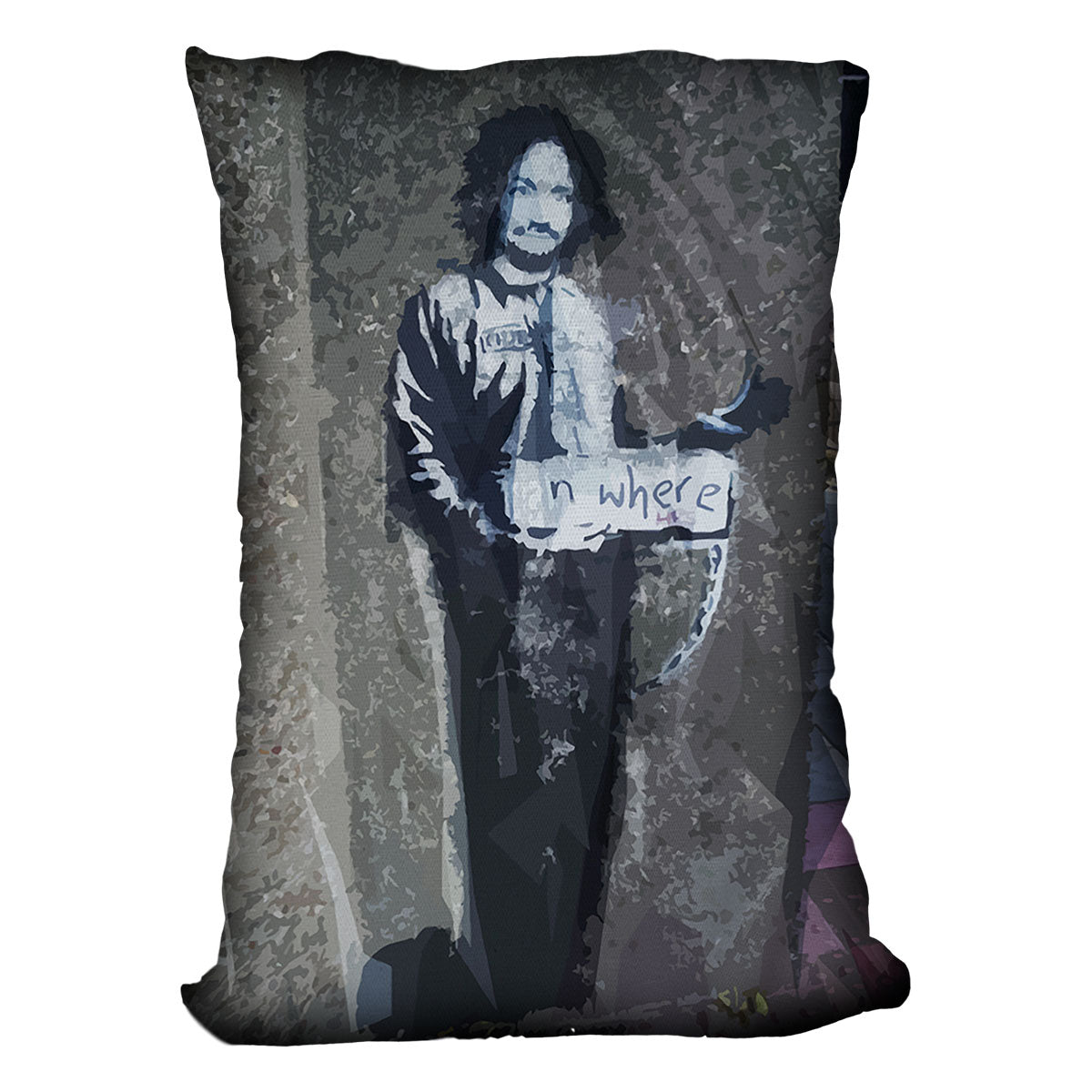 Banksy Hitchhiker To Anywhere Cushion - Canvas Art Rocks - 4