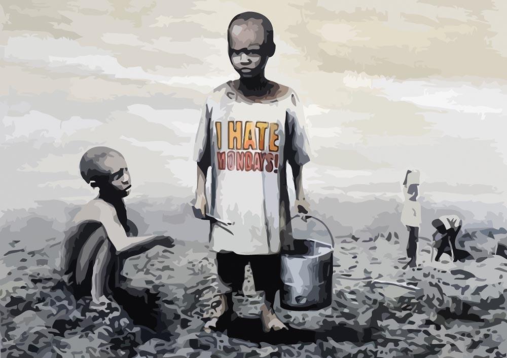 Banksy I Hate Monday Wall Mural Wallpaper - Canvas Art Rocks - 1