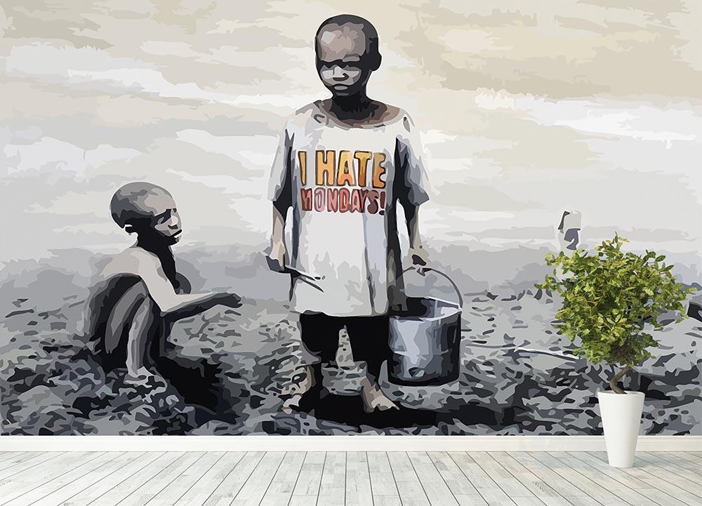 Banksy I Hate Monday Wall Mural Wallpaper - Canvas Art Rocks - 4