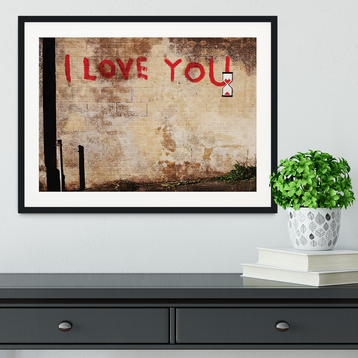 Banksy I Love You Framed Print - Canvas Art Rocks - 1