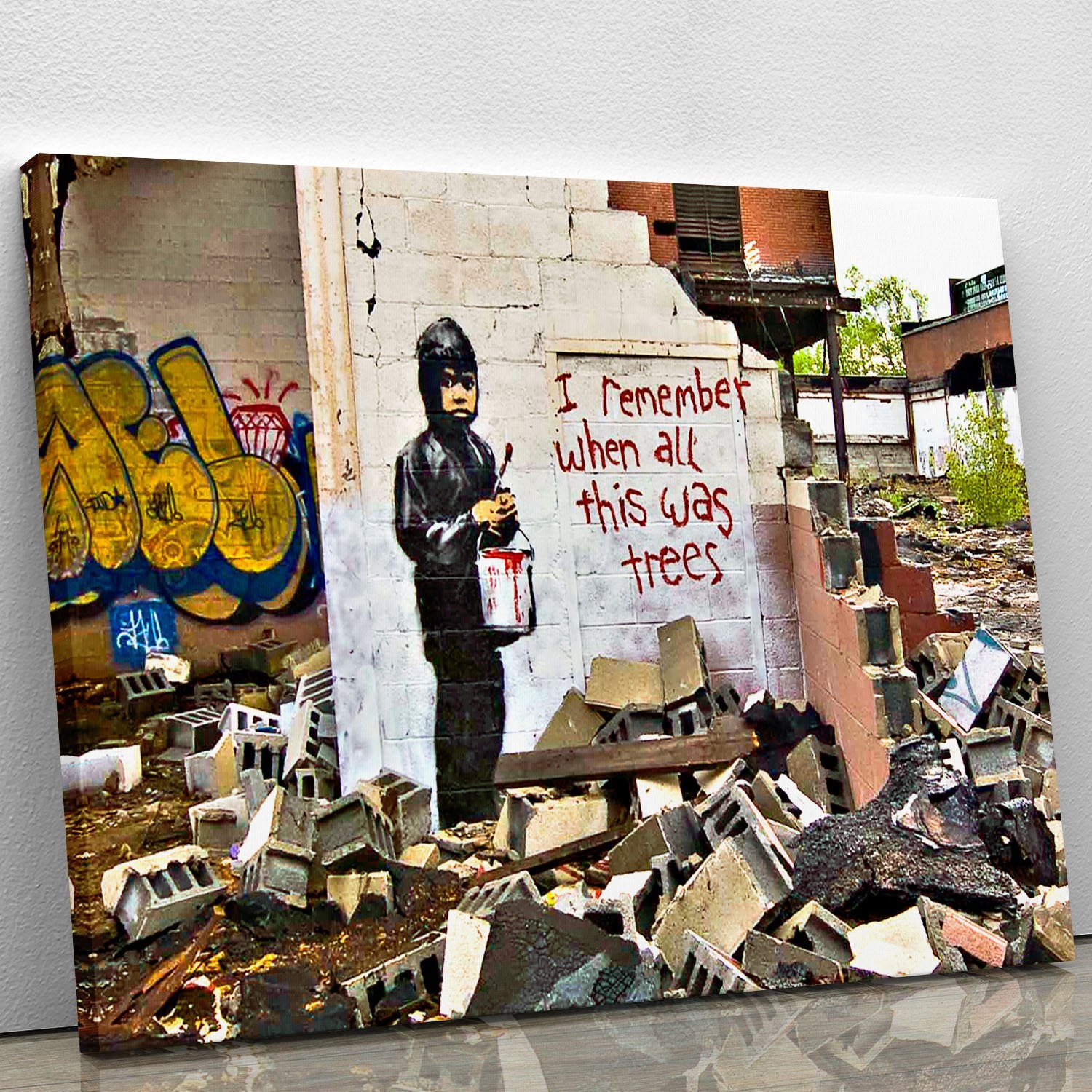 Banksy I Remember When All This Was Trees Canvas Print or Poster