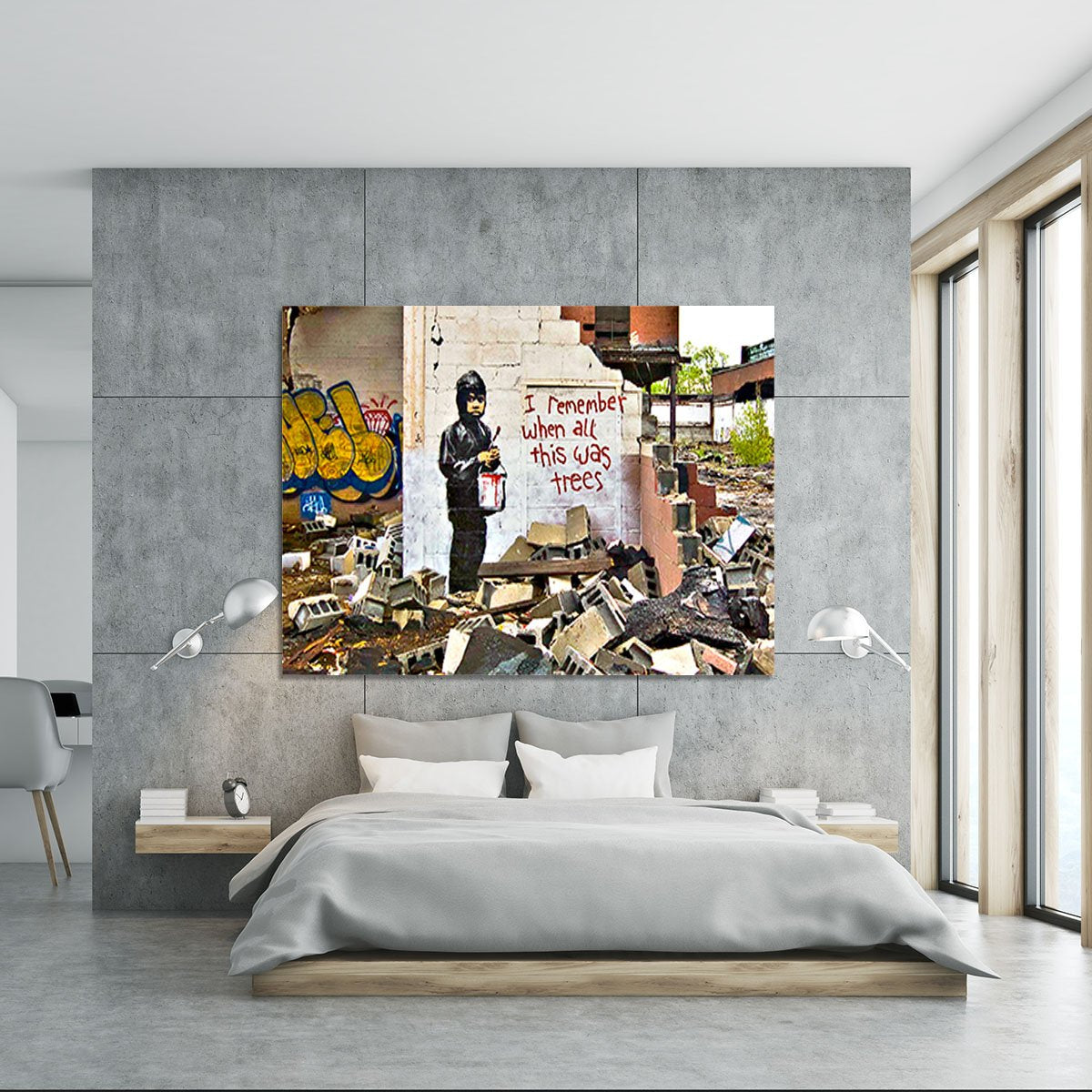 Banksy I Remember When All This Was Trees Canvas Print or Poster