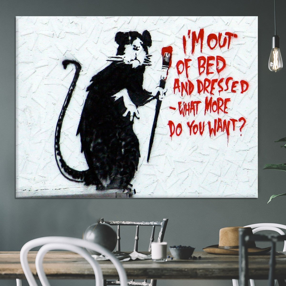 Banksy I'm Out Of Bed And Dressed Canvas Print or Poster