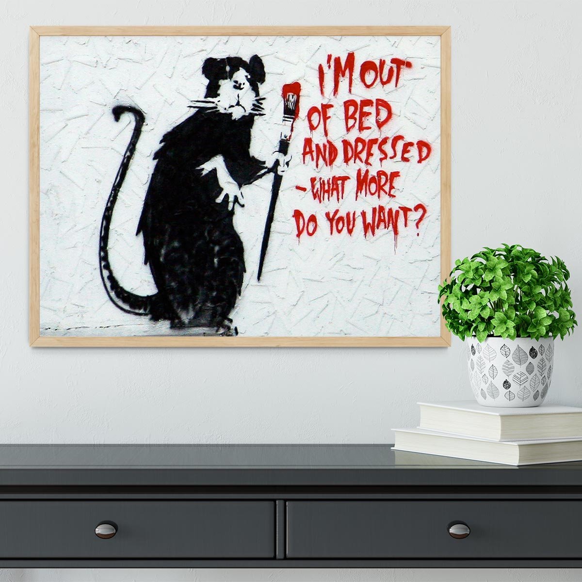 Banksy I'm Out Of Bed And Dressed Framed Print - Canvas Art Rocks - 4