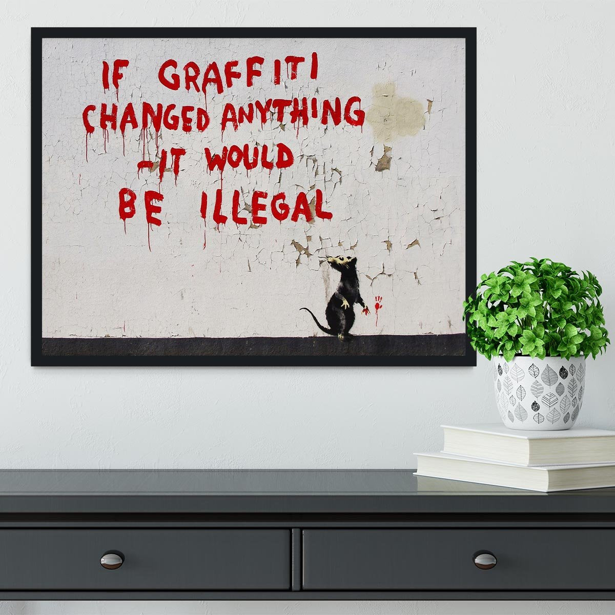 Banksy If Graffiti Changed Anything Framed Print - Canvas Art Rocks - 2