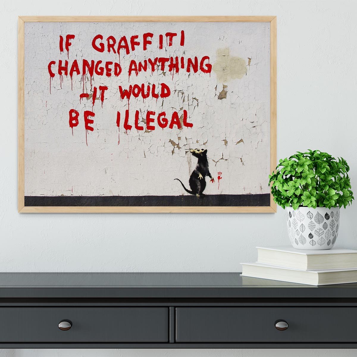 Banksy If Graffiti Changed Anything Framed Print - Canvas Art Rocks - 4