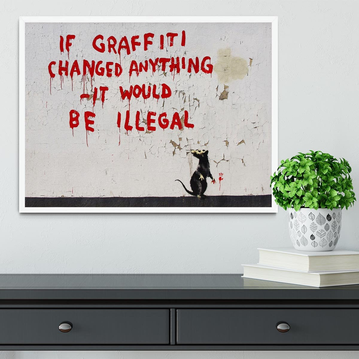 Banksy If Graffiti Changed Anything Framed Print - Canvas Art Rocks -6