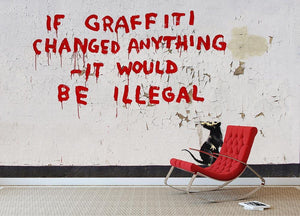 Banksy If Graffiti Changed Anything Wall Mural Wallpaper - Canvas Art Rocks - 2