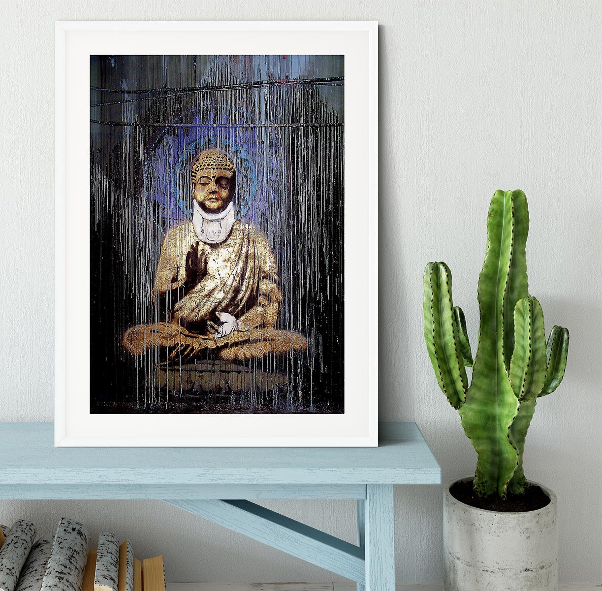 Banksy Injured Buddha Framed Print - Canvas Art Rocks - 5