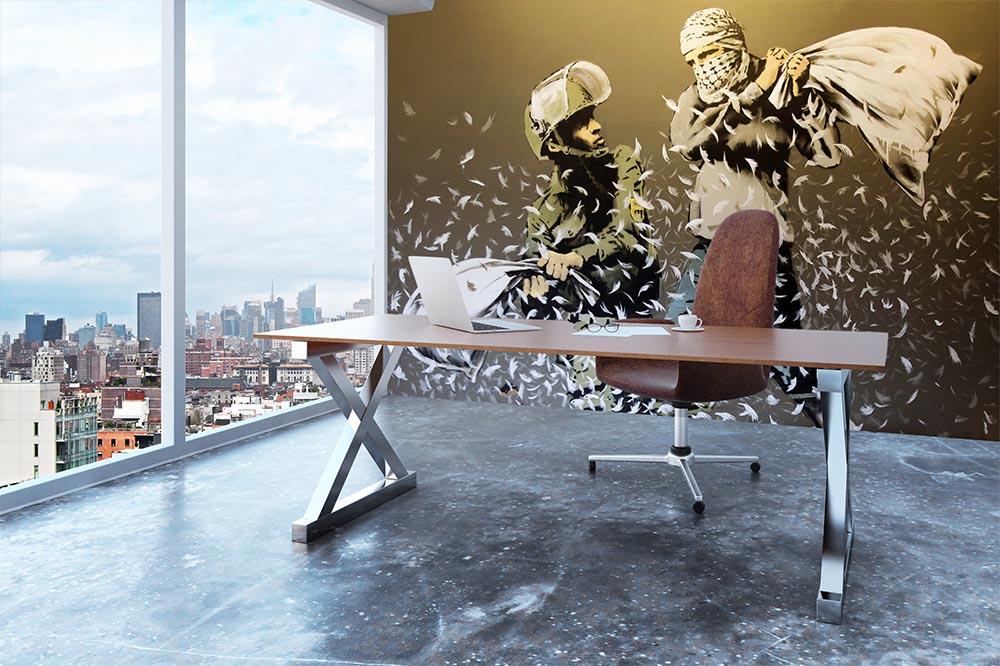 Banksy Israeli And Palestinian Pillow Fight Wall Mural Wallpaper