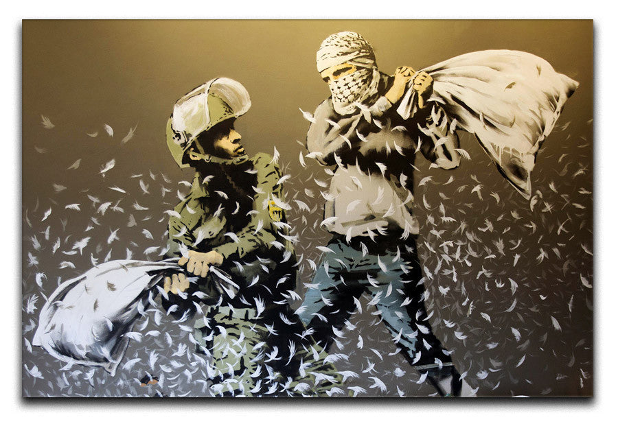 Banksy Israeli & Palestinian Pillow Fight Canvas Print & Poster - US Canvas Art Rocks