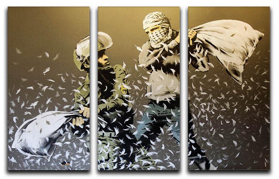 Banksy Israeli & Palestinian Pillow Fight 3 Split Canvas Print - Canvas Art Rocks