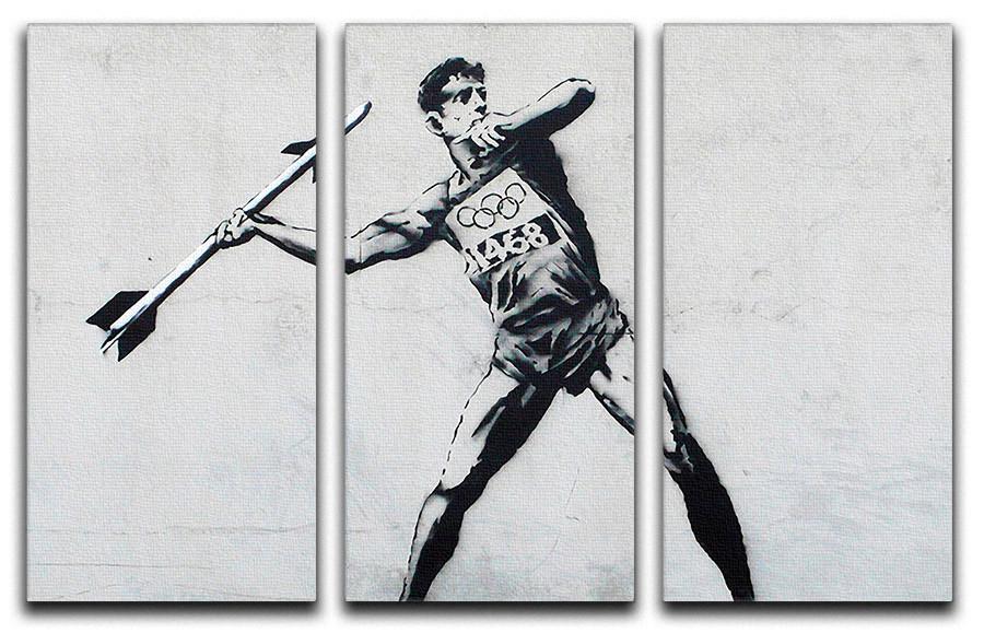 Banksy Javelin Thrower 3 Split Panel Canvas Print - Canvas Art Rocks