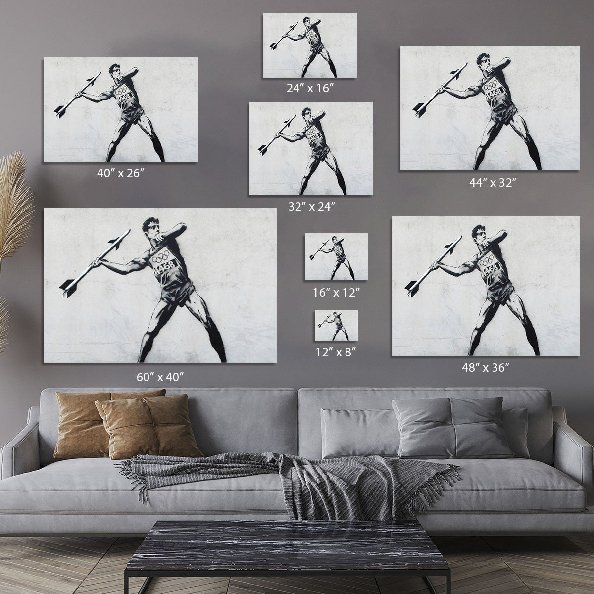 Banksy Javelin Thrower Canvas Print or Poster