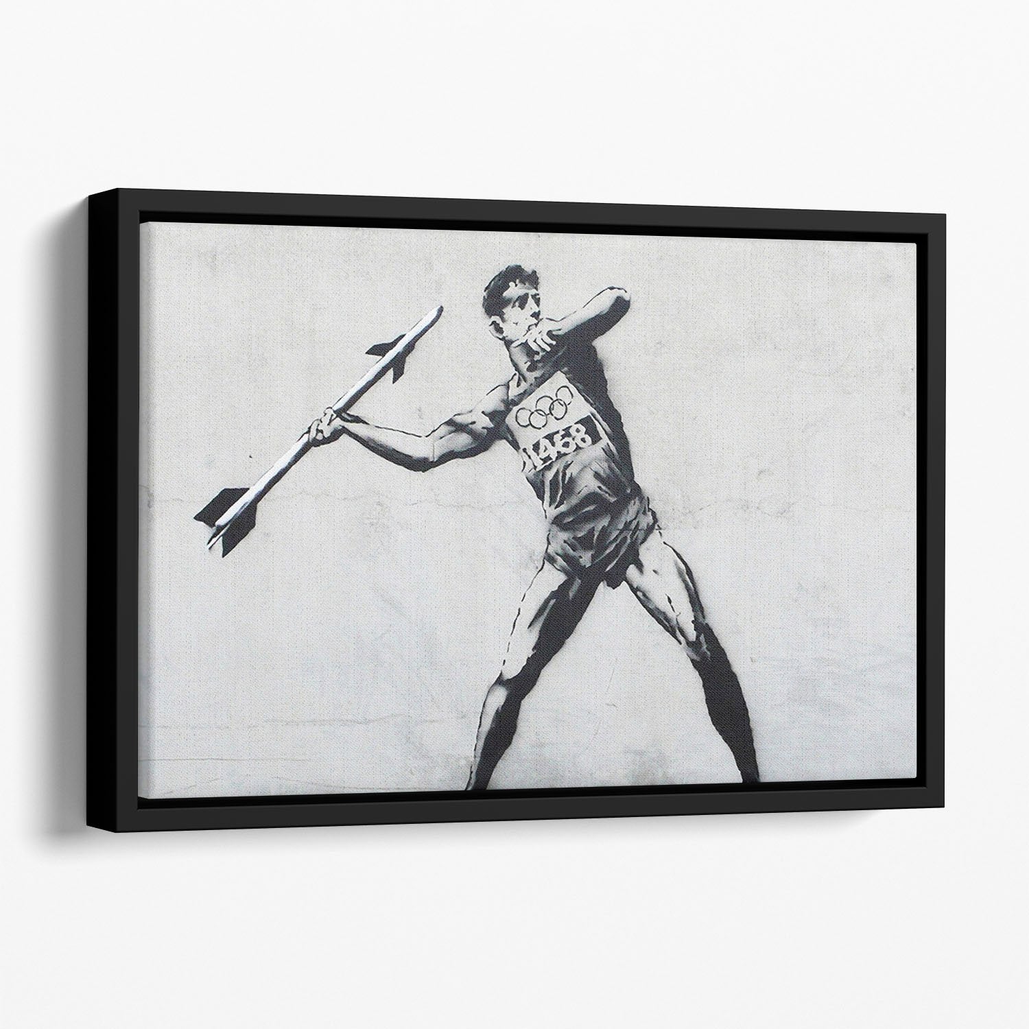 Banksy Javelin Thrower Floating Framed Canvas
