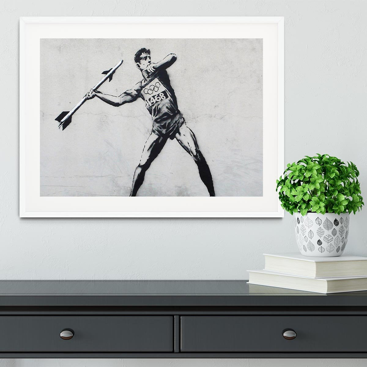 Banksy Javelin Thrower Framed Print - Canvas Art Rocks - 5