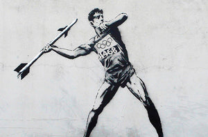 Banksy Javelin Thrower Wall Mural Wallpaper - Canvas Art Rocks - 1