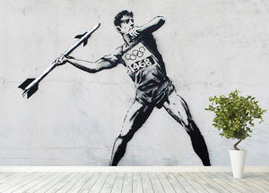 Banksy Javelin Thrower Wall Mural Wallpaper - Canvas Art Rocks - 4