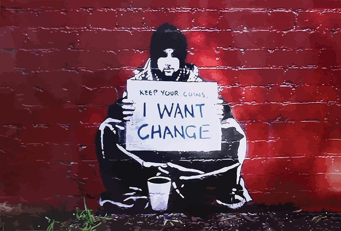 Banksy Keep Your Coins Wall Mural Wallpaper
