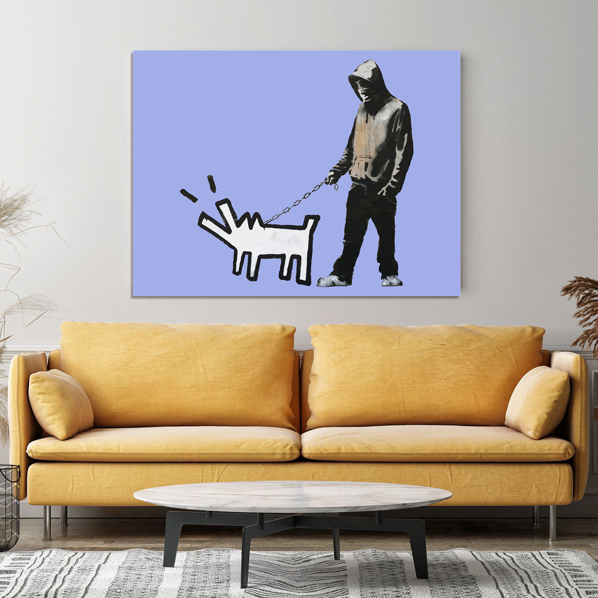Banksy Keith Haring Dog Blue Canvas Print or Poster - Canvas Art Rocks - 4