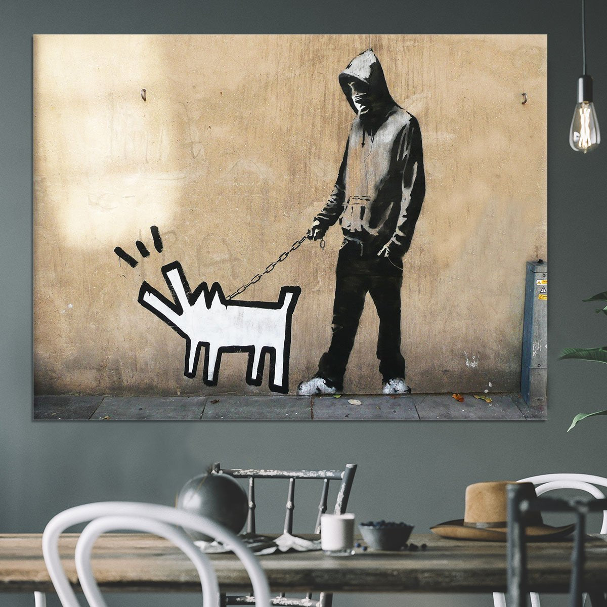 Banksy Keith Haring Dog Canvas Print or Poster