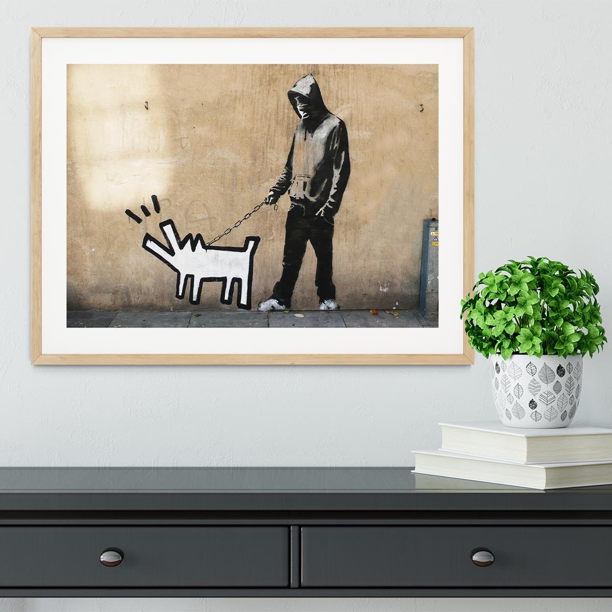 Banksy Keith Haring Dog Framed Print - Canvas Art Rocks - 3