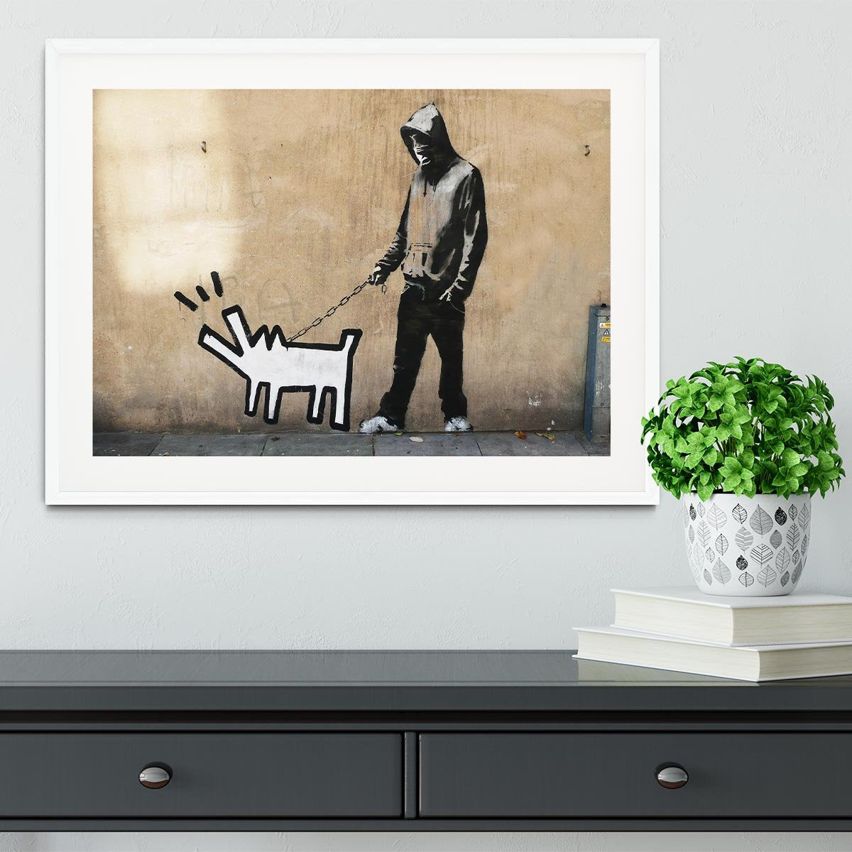 Banksy Keith Haring Dog Framed Print - Canvas Art Rocks - 5
