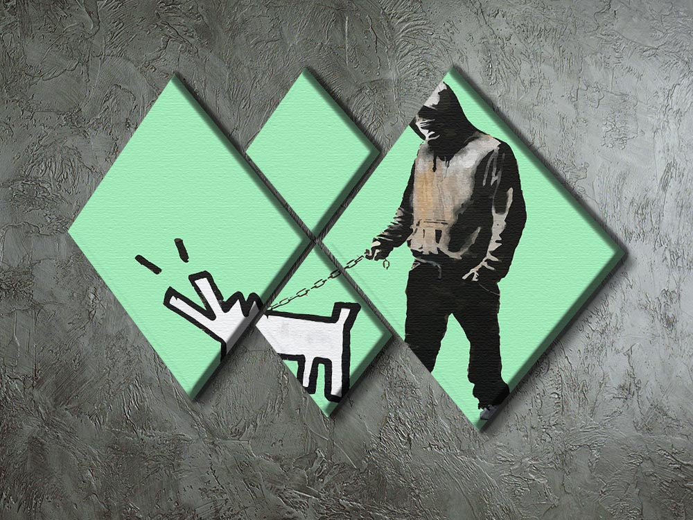 Banksy Keith Haring Dog Green 4 Square Multi Panel Canvas - Canvas Art Rocks - 2
