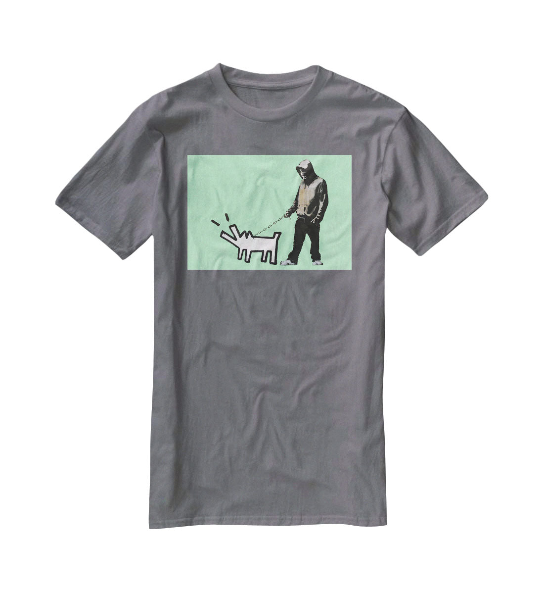 Banksy Keith Haring Dog Green T-Shirt - Canvas Art Rocks - 3