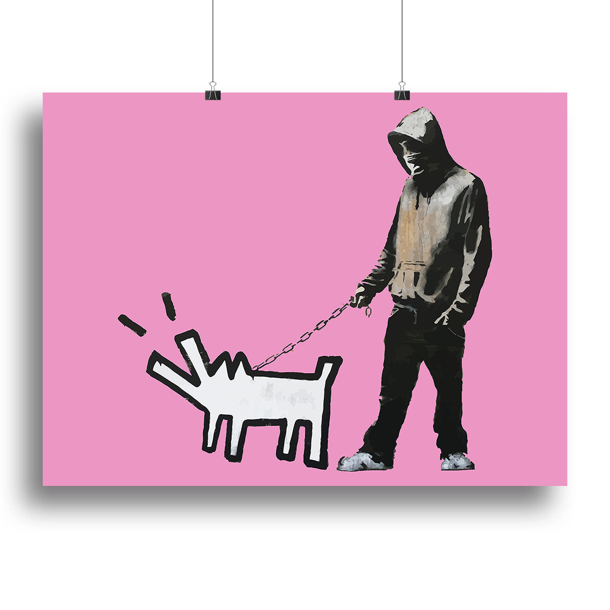 Banksy Keith Haring Dog Pink Canvas Print or Poster - Canvas Art Rocks - 2