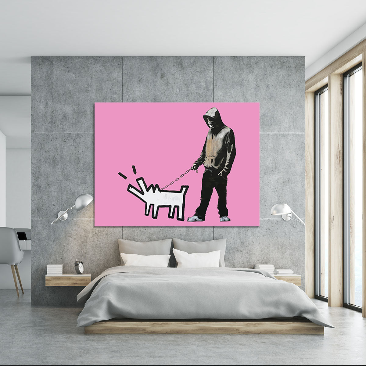 Banksy Keith Haring Dog Pink Canvas Print or Poster - Canvas Art Rocks - 5