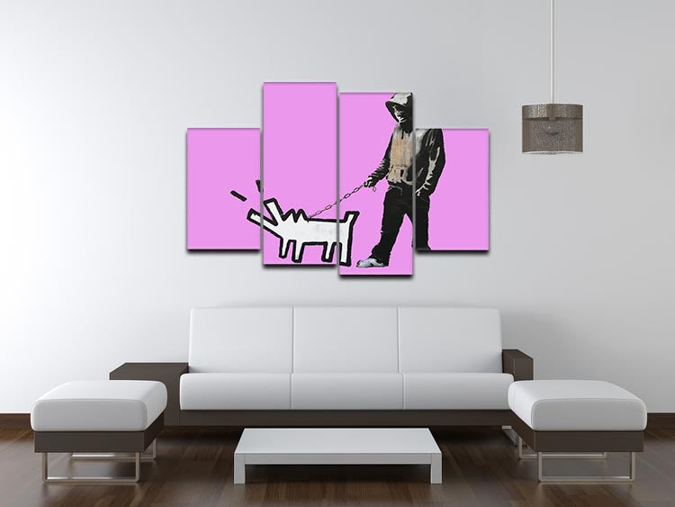 Banksy Keith Haring Dog Purple 4 Split Panel Canvas - Canvas Art Rocks - 3