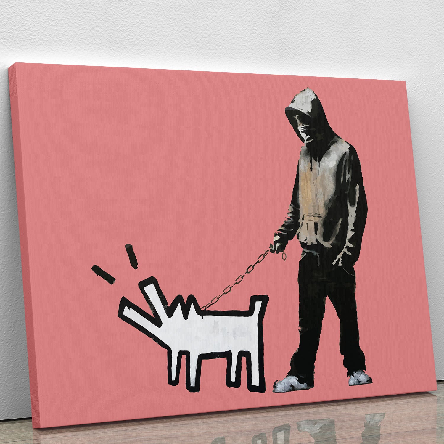 Banksy Keith Haring Dog Red Canvas Print or Poster - Canvas Art Rocks - 1