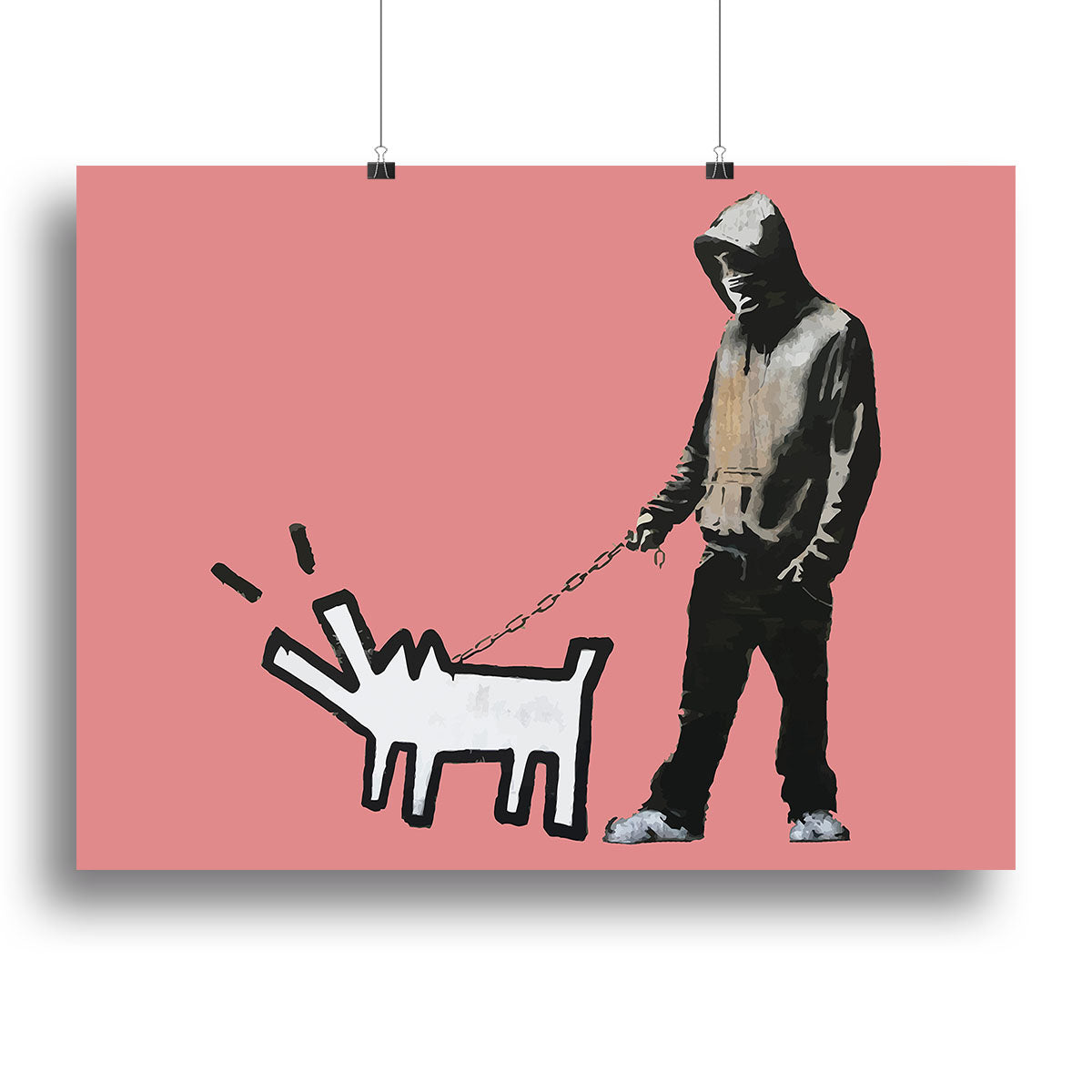 Banksy Keith Haring Dog Red Canvas Print or Poster - Canvas Art Rocks - 2