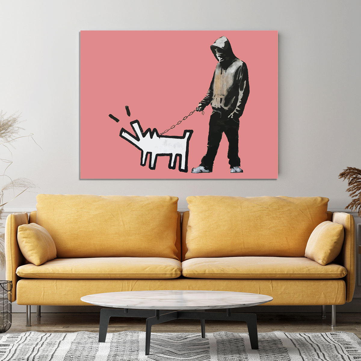 Banksy Keith Haring Dog Red Canvas Print or Poster - Canvas Art Rocks - 4