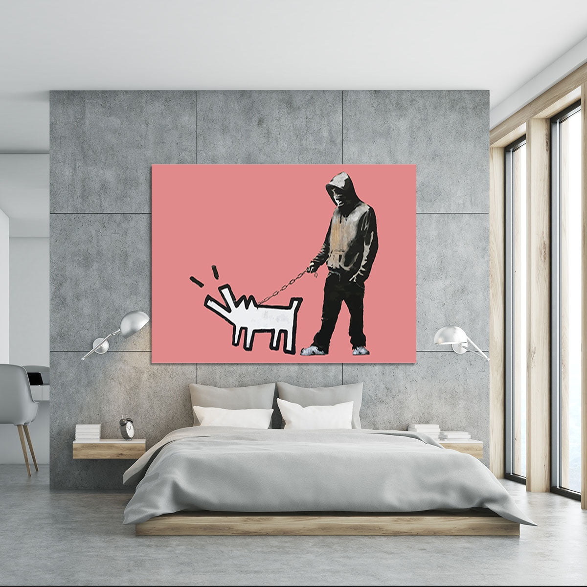 Banksy Keith Haring Dog Red Canvas Print or Poster - Canvas Art Rocks - 5