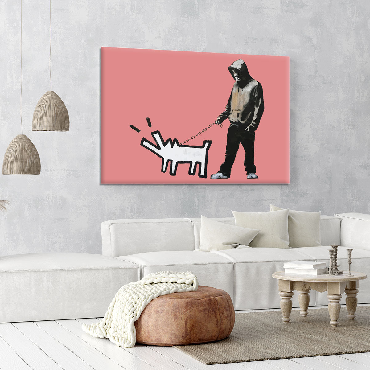 Banksy Keith Haring Dog Red Canvas Print or Poster - Canvas Art Rocks - 6