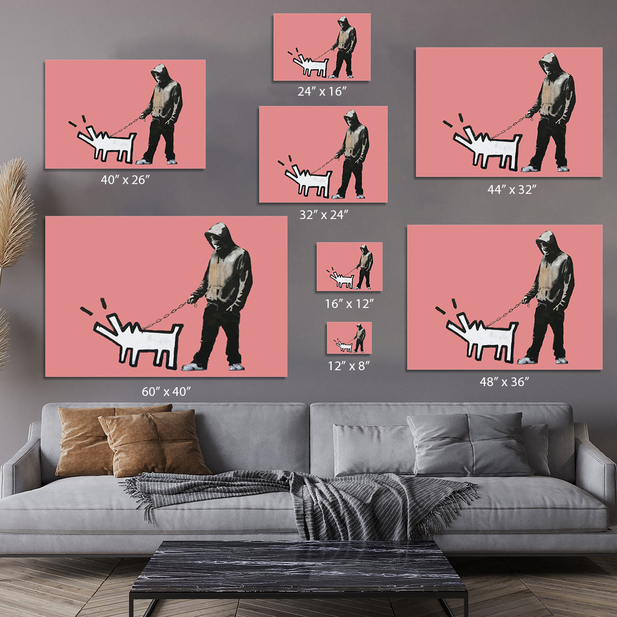 Banksy Keith Haring Dog Red Canvas Print or Poster - Canvas Art Rocks - 7